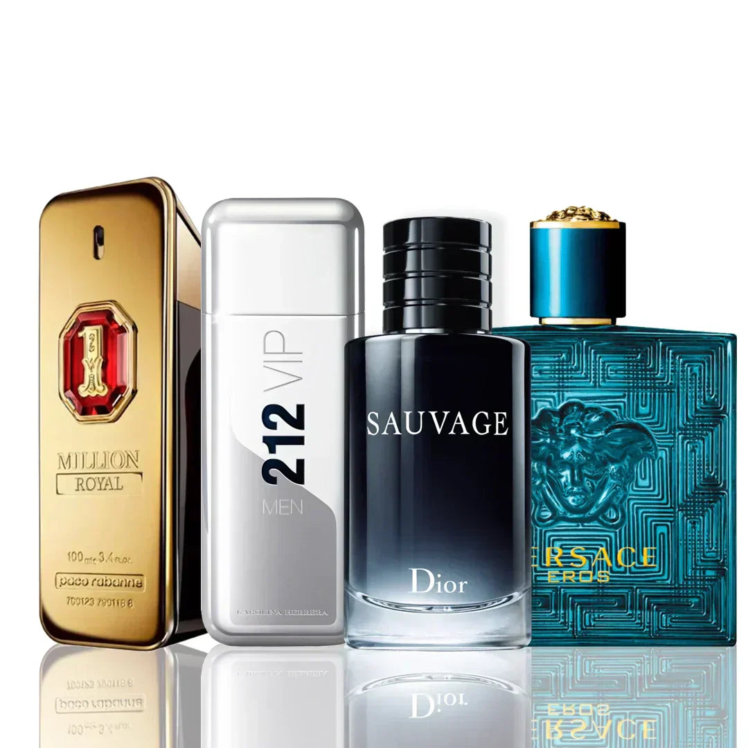 Set di 4 profumi | One Million Royal + 212 Vip + Sauvage Dior + Versace Eros 100 ml